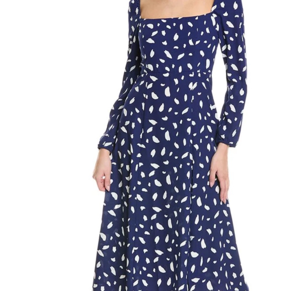 Chic Long Sleeve Blue and White Dress